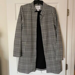 Carolina Belle Montreal Blk/wht Houndstooth Long Blazer/ Overcoat, Size medium